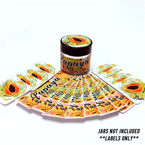 Papaya Style 2oz 60ml Jar Labels / Stickers - Side and Top Label