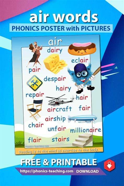 air words - FREE PRINTABLE Phonics Poster - This air word family anchor ...