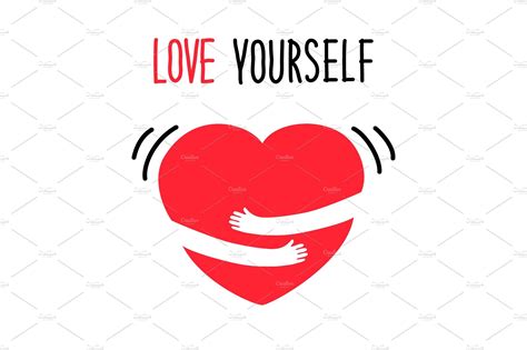 Cute Love Yourself hand drawn heart | Decorative Illustrations ...