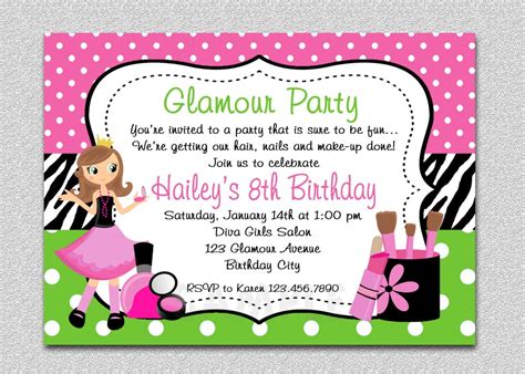 Pamper Party Invitation Fro Girls