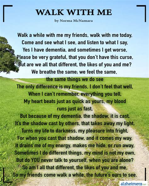 Poem: Walk With Me - Alzheimers.net