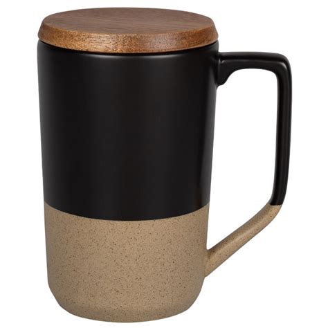 16 oz. Coffee Mug With Wood Lid-Blank | Totally Promotional