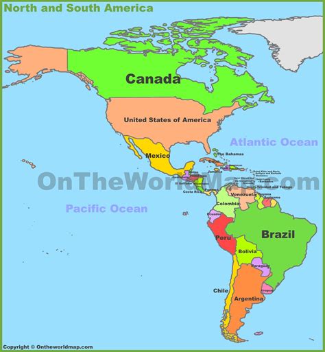 Map of North and South America