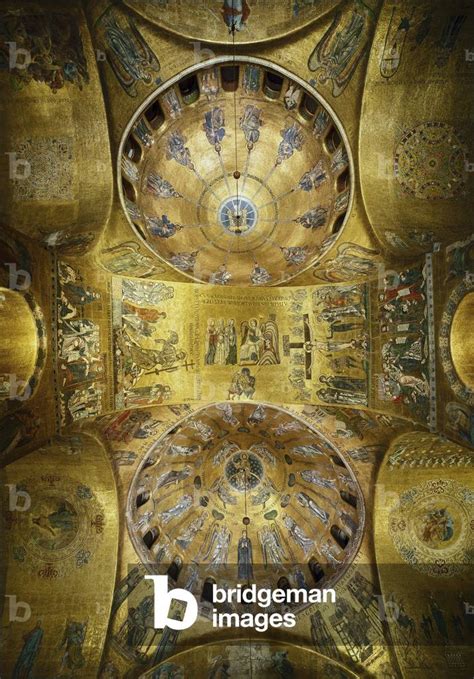 Image of Byzantine architecture: view of the domes with mosaics on a by Byzantine, (13th century)