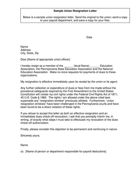 Simple Union Resignation Letter - How to write an union Resignation ...