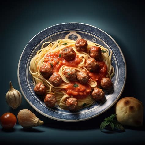 Premium AI Image | A bowl of spaghetti with meatballs and a bowl of ...