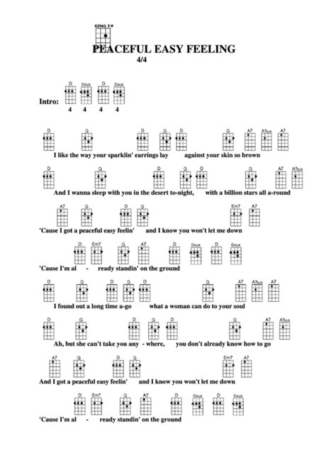 Peaceful Easy Feeling Chord Chart printable pdf download