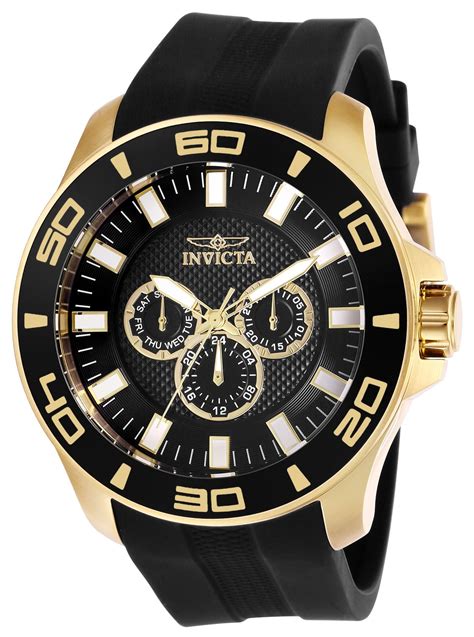 Invicta Pro Diver Men 50mm Stainless Steel Gold Black dial Chronograph ...