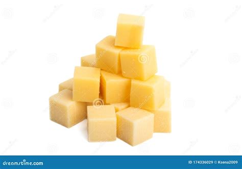 Cheese cubes isolated stock image. Image of gourmet - 174336029