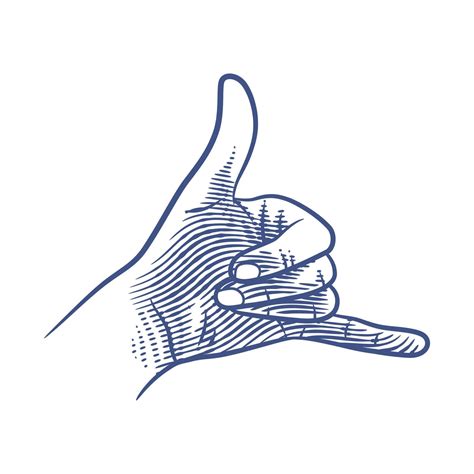 Call me sign hand gesture line art vector illustration 6035835 Vector ...