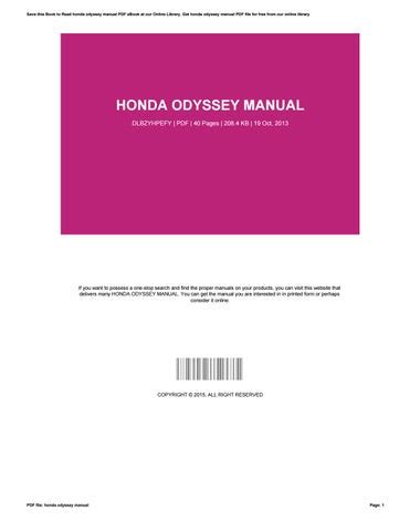 Honda odyssey manual by hitbts644 - Issuu