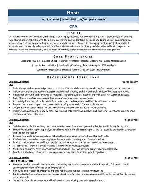 Certified Public Accountant (CPA) Resume: Samples & Examples for 2020 #resumesample # ...