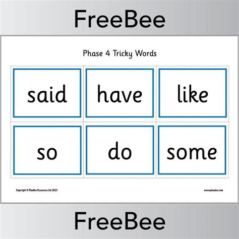 Phase 4 Tricky Words Flash Cards — PlanBee