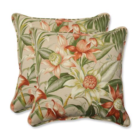 Pillow Perfect Tropic Floral Indoor/Outdoor Accent Throw Pillow, Plush ...