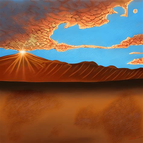 Sunrise over Desert Painting Hyper Realistic with Intricate Detail ...