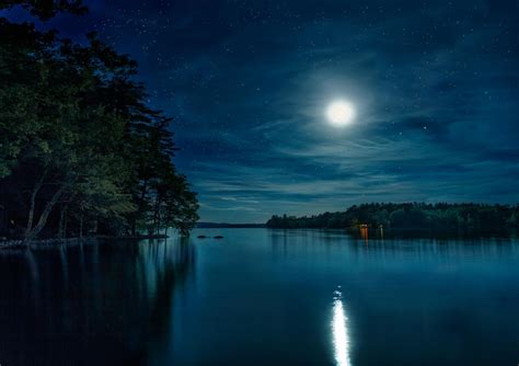 Night Lake Moon Sky Star Nature Forest - Звездное Небо Над Рекой - 1920x1356 - Download HD ...