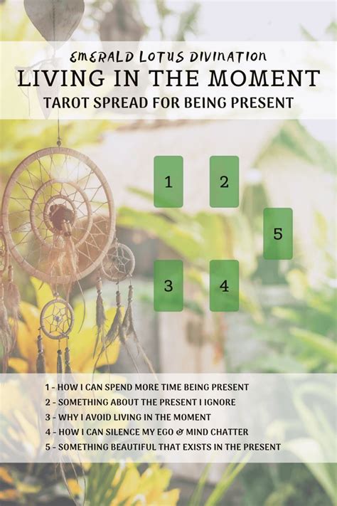 Tarot Spread - Living in the Moment: Being Present — Emerald Lotus | Tarot spreads, Tarot ...