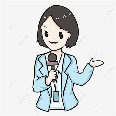 Female Reporter Clipart PNG Images, Female Reporter Cartoon Character ...