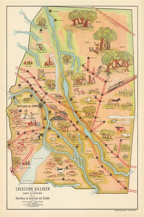 Pictorial Map of Santiago Del Estero. Argentina. Vintage Home - Etsy