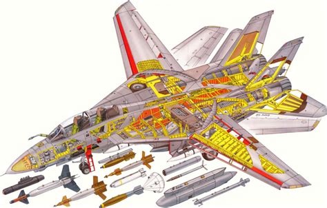 Grumman F-14 Tomcat Cutaway Drawing in High quality