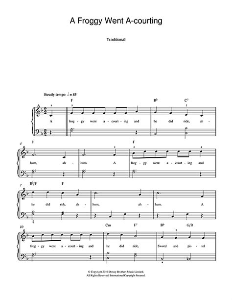 Froggy Went A-Courting sheet music by Traditional (Easy Piano – 101282)