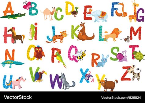 Animals alphabet Royalty Free Vector Image - VectorStock