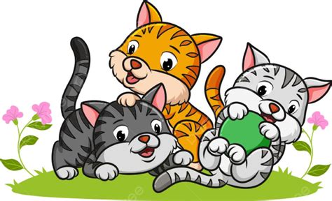 The Three Kittens Are Playing Together Of Illustration, Happy, Feline, Kitten PNG and Vector ...