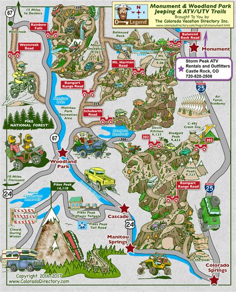 Jeeping and ATV/UTV trail and road map for the Monument, Woodland Park, Cascade, Manitou Springs ...