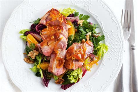 Roast duck breast with orange, cranberry and walnut salad - Recipes - delicious.com.au