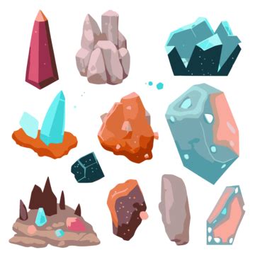 Minerals Clipart Various Colorful Rock And Gems Cartoon Vector, Minerals, Clipart, Cartoon PNG ...