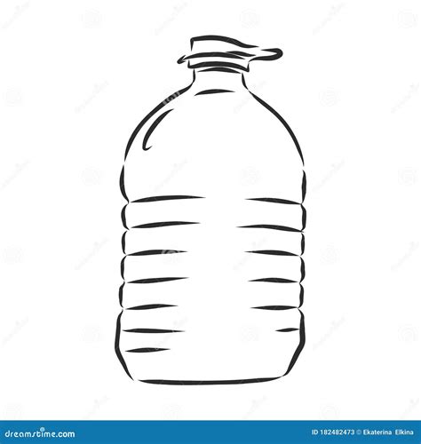 Vector Single Sketch Big Plastic Bottle of Water. Plastic Bottle, Container, Vector Sketch ...