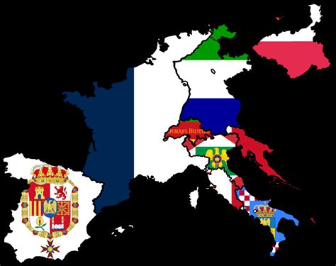 Flag map of the first French empire (directly administered and client ...