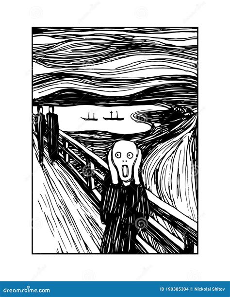 The Scream Painting Black And White Clipart