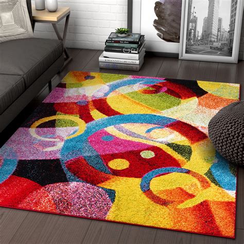 Bubble Bright Multi Circles Yellow Blue Red Abstract Geometric Lines ...