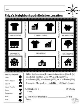 Relative Location Map Worksheet (Directions)--Priyas Neighborhood ...