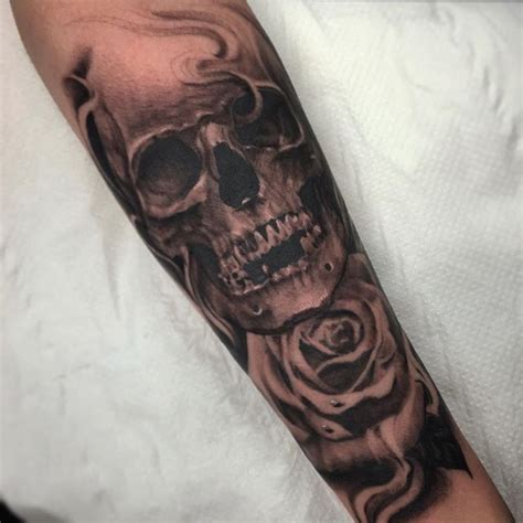 Skull And Rose Tattoos For Men