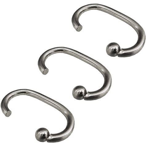 Excell "G" Metal shower-curtain hooks, 12-piece hook set, Silver - Walmart.com - Walmart.com