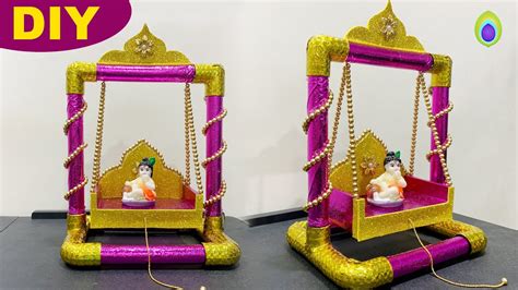 How to make Jhula or Palki For Krishna/Ganpati || Ganpati Decoration ideas at home - Krishna ...