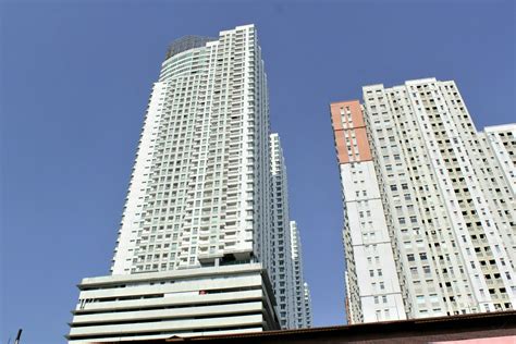 Jakarta, Indonesia-18 June 2023 building on the sea coast of Jakarta with a blue sky as a ...