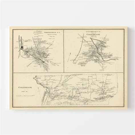 Vintage Map of Colebrook, New Hampshire 1892 by Ted's Vintage Art