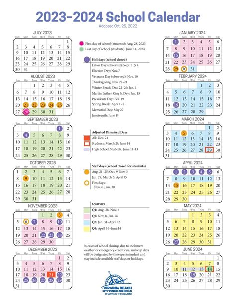 Virginia Beach City Public Schools Calendar Holidays 2023-2024 PDF ...