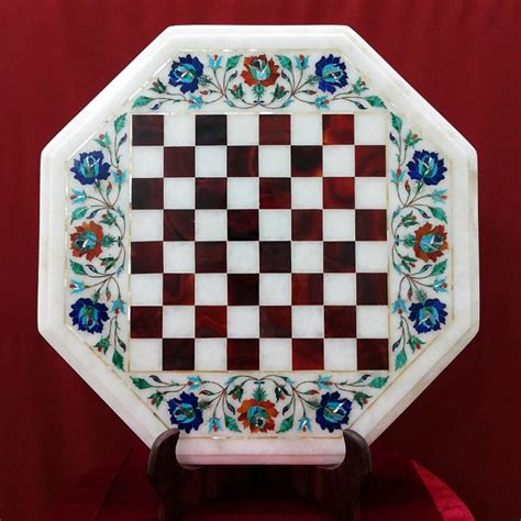 17 inch Marble Chess Board | Pietra Dura Products