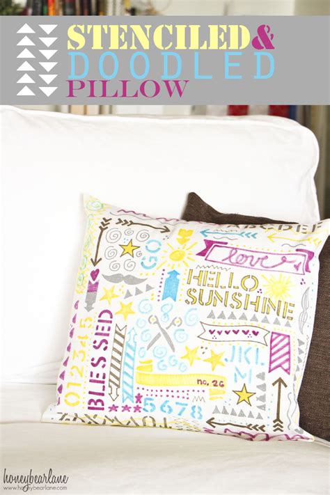 Doodled Stenciled Pillow - Honeybear Lane