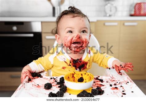 Funny Baby Laughing Face Eating Blackberries Stock Photo 2133014677 | Shutterstock