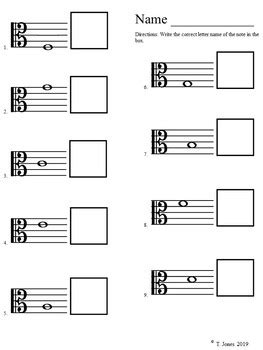 Music Worksheets: Alto Clef Note Reading Worksheets {Lines/Spaces}