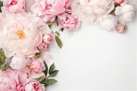 Premium AI Image | Pink peonies on a white background