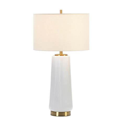 MODERN WHITE Ceramic Table Lamp with Gold Base - Lamps