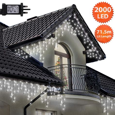 Icicle Lights 2000 LED 70m Bright/Cool White Outdoor Christmas Lights ...