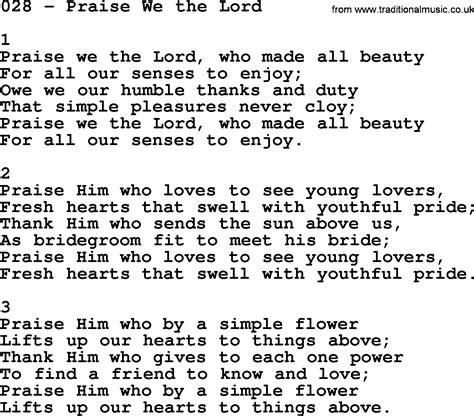 Adventist Hymnal, Song: 028-Praise We The Lord, with Lyrics, PPT, Midi, MP3 and PDF