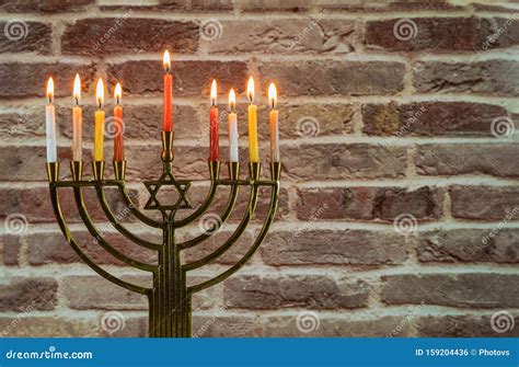 Chanukah Menorah Chanukiah Jewish Holiday Background Stock Photo ...